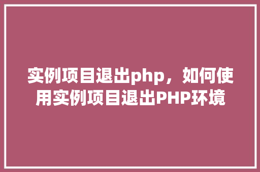 实例项目退出php，如何使用实例项目退出PHP环境  第1张