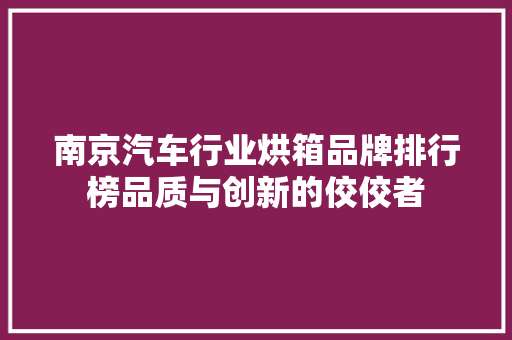 南京汽车行业烘箱品牌排行榜品质与创新的佼佼者