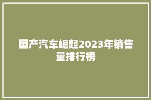国产汽车崛起2023年销售量排行榜