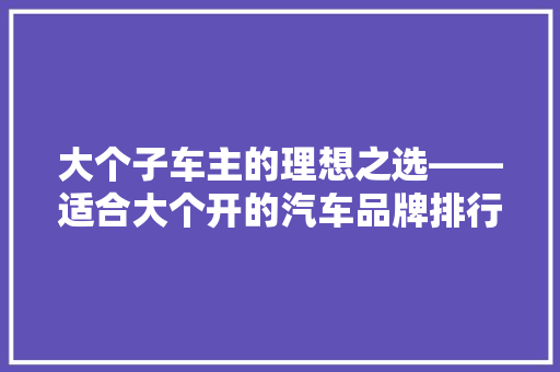 大个子车主的理想之选——适合大个开的汽车品牌排行榜
