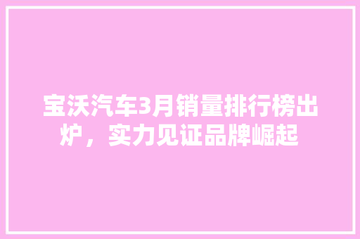 宝沃汽车3月销量排行榜出炉，实力见证品牌崛起