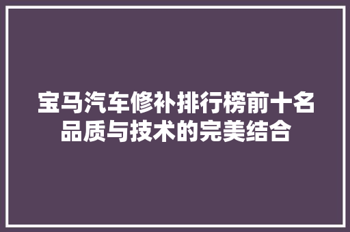 宝马汽车修补排行榜前十名品质与技术的完美结合  第1张